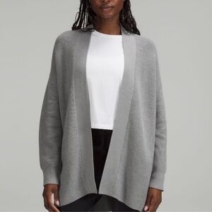 Lululemon Gray Merino Wool-Blend Long Wrap Cardigan Sweater Open Front Size 4